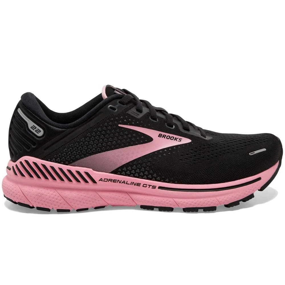 BROOKS Adrenaline GTS 22 Wide D Womens Running Shoes Black/Dianthus/Silver 3 BROOKS Adrenaline GTS 22 Wide D Womens Running Shoes Black/Dianthus/Silver