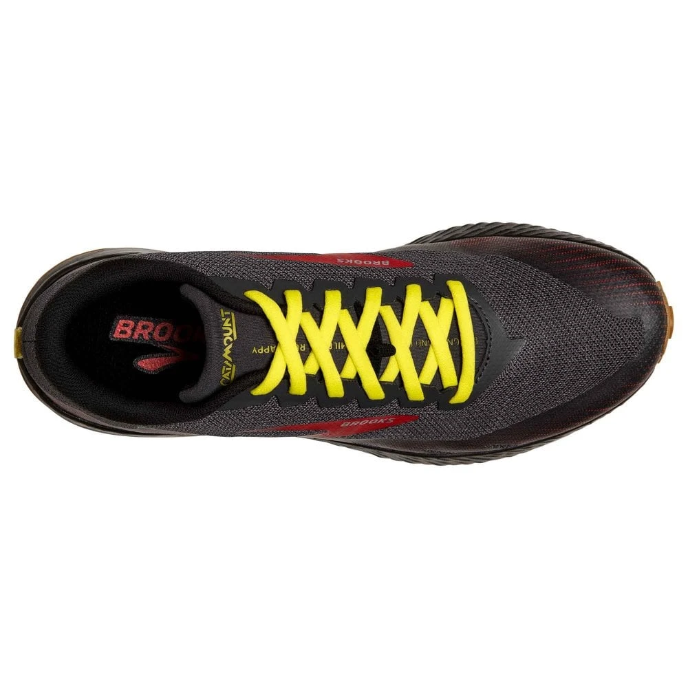 BROOKS Catamount Mens Trail Running Shoes Black/Fiery Red/Blazing Yellow 5 BROOKS Catamount Mens Trail Running Shoes Black/Fiery Red/Blazing Yellow - Image 3