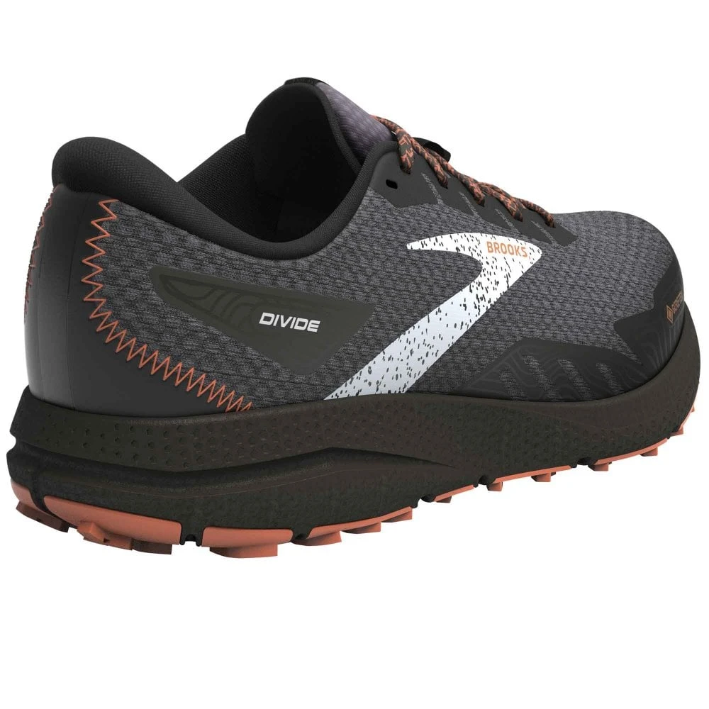 BROOKS Divide 4 GTX Mens Waterproof Trail Running Shoes Black/Firecracker/Blue 4 BROOKS Divide 4 GTX Mens Waterproof Trail Running Shoes Black/Firecracker/Blue - Image 2