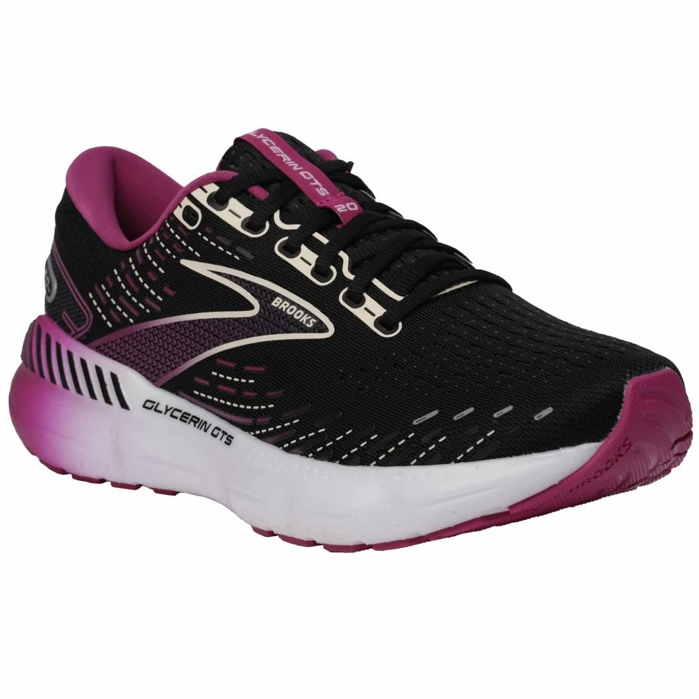 BROOKS Glycerin GTS 20 Womens Running Shoes Black/Fuchsia/Linen 3 BROOKS Glycerin GTS 20 Womens Running Shoes Black/Fuchsia/Linen