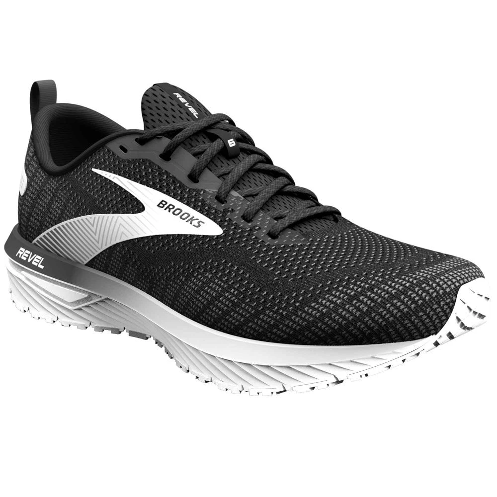 BROOKS Revel 6 Mens Running Shoes Black/Blackened Pearl/White 3 BROOKS Revel 6 Mens Running Shoes Black/Blackened Pearl/White